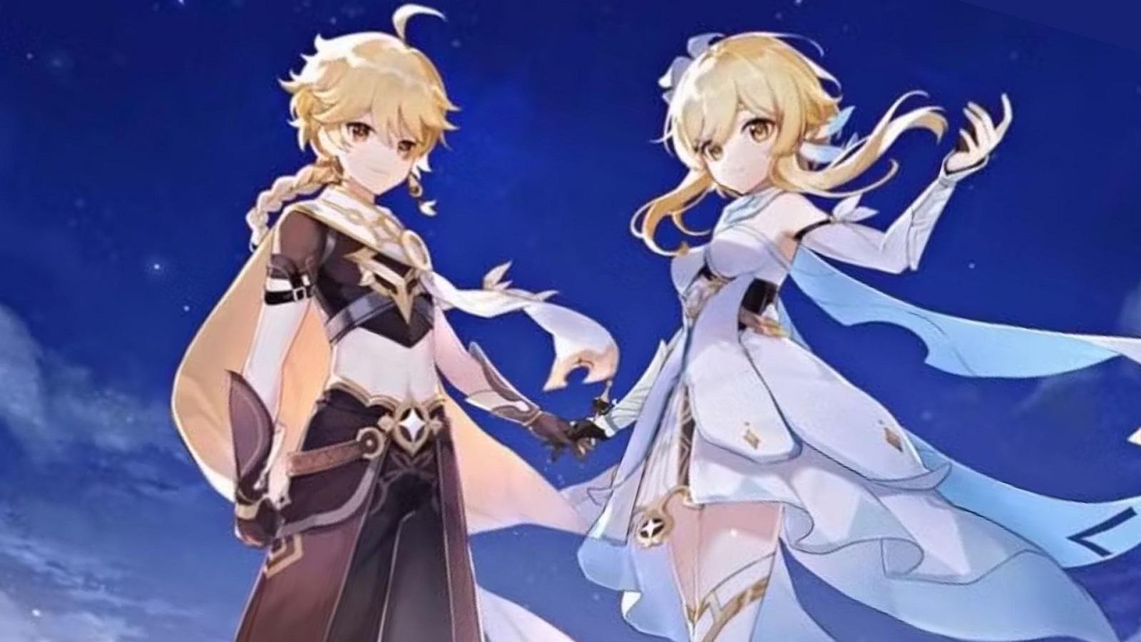 Aether and Lumine standing together