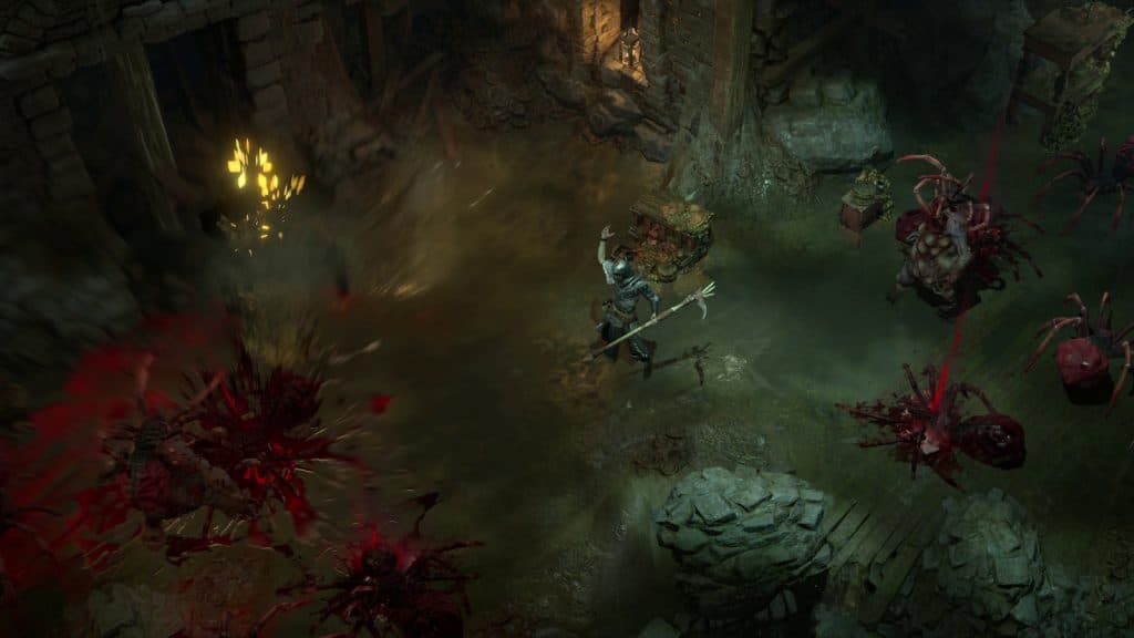 Necromancer using Corpse Explosion skill in Diablo 4