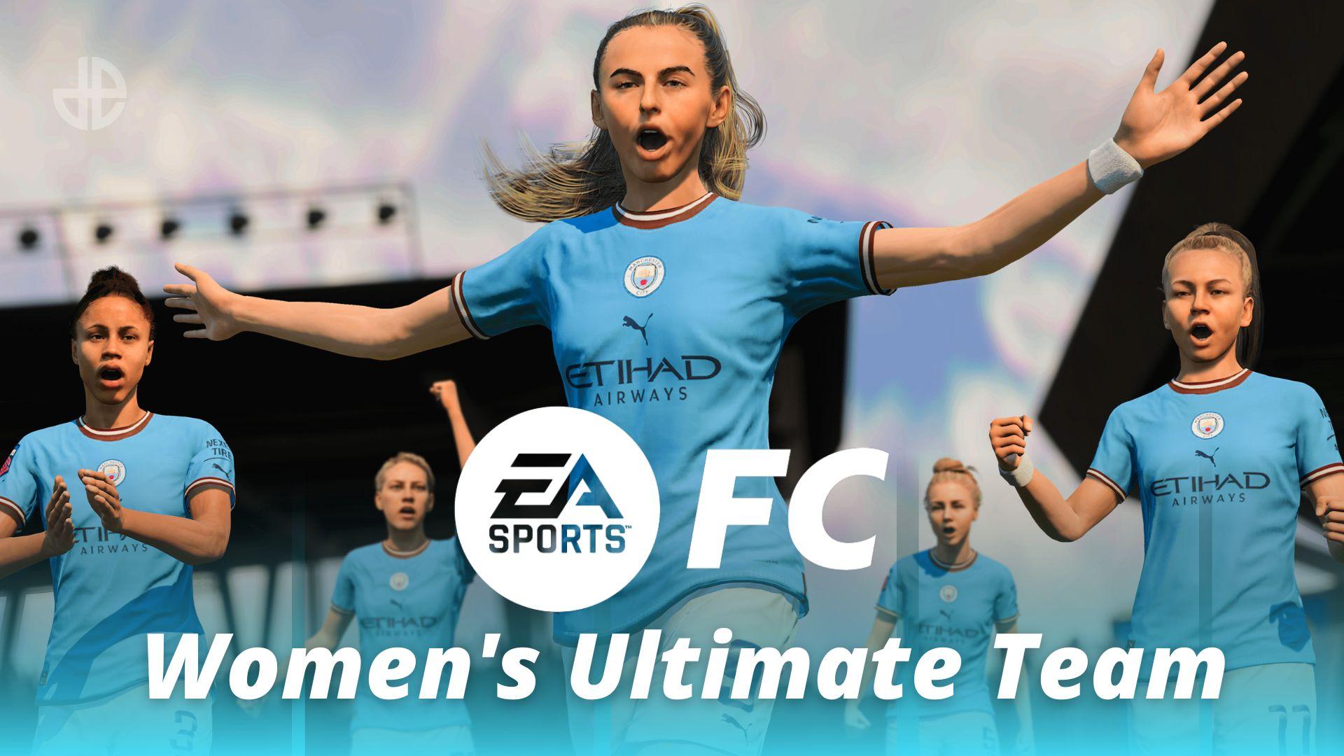 Manchester City women's team celebrating by EA SPORTS FC logo